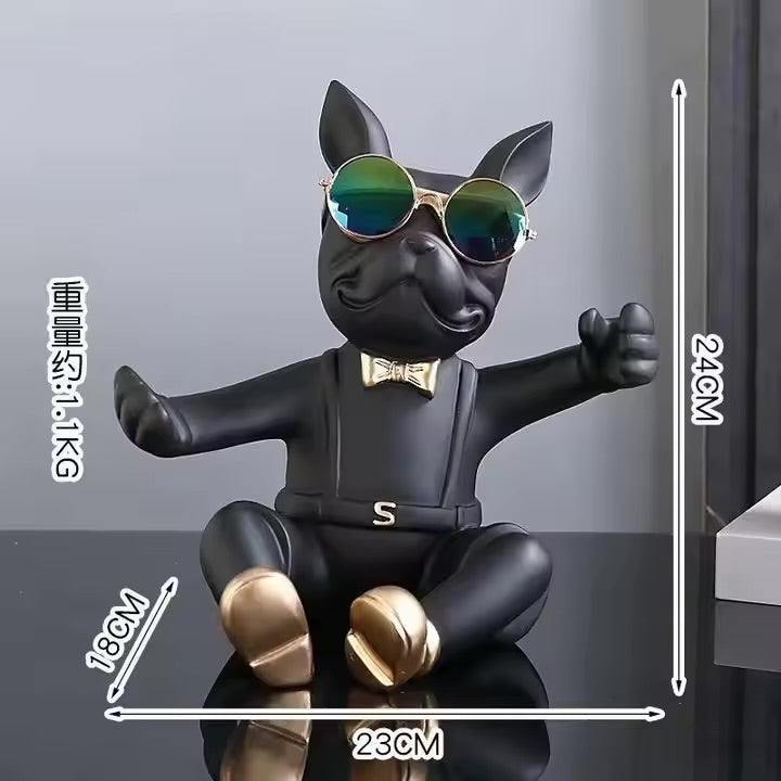 Bulldog Wine Statue