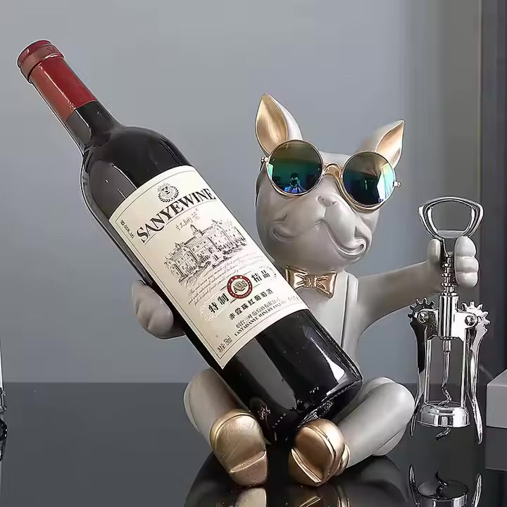 Bulldog Wine Statue